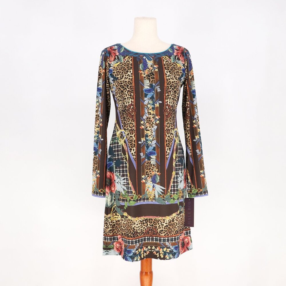 NWT HALE BOB Tunic Dress Mixed Abstract Leopard Floral Geo Print Size S